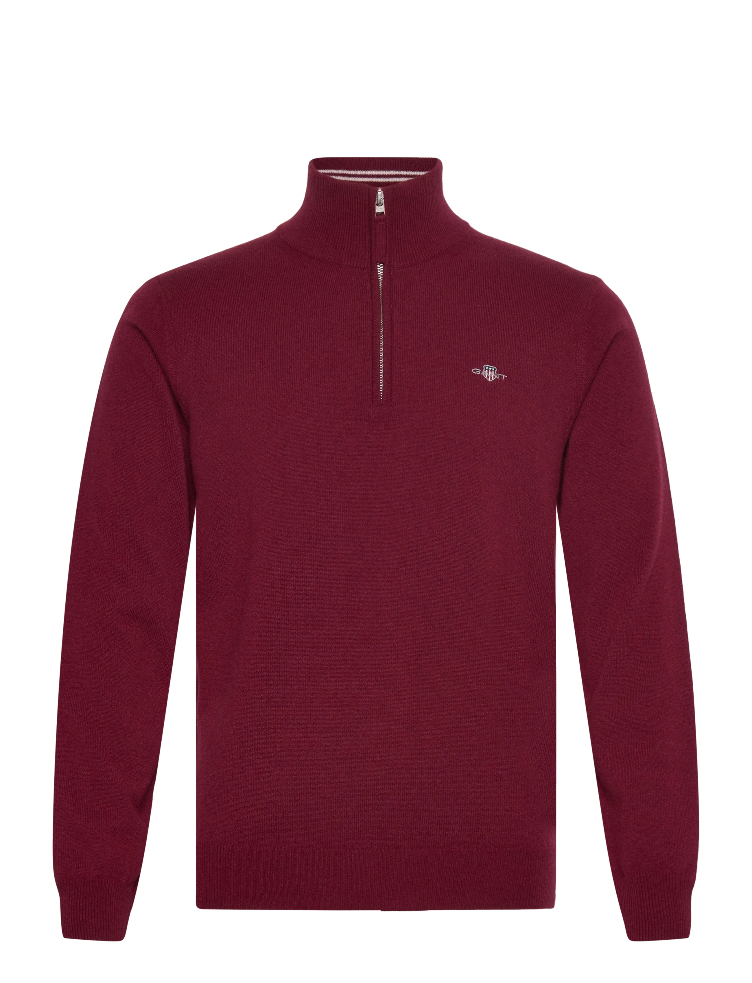 SUPERFINE LAMBSWOOL HALF ZIP - PLUMPED RED