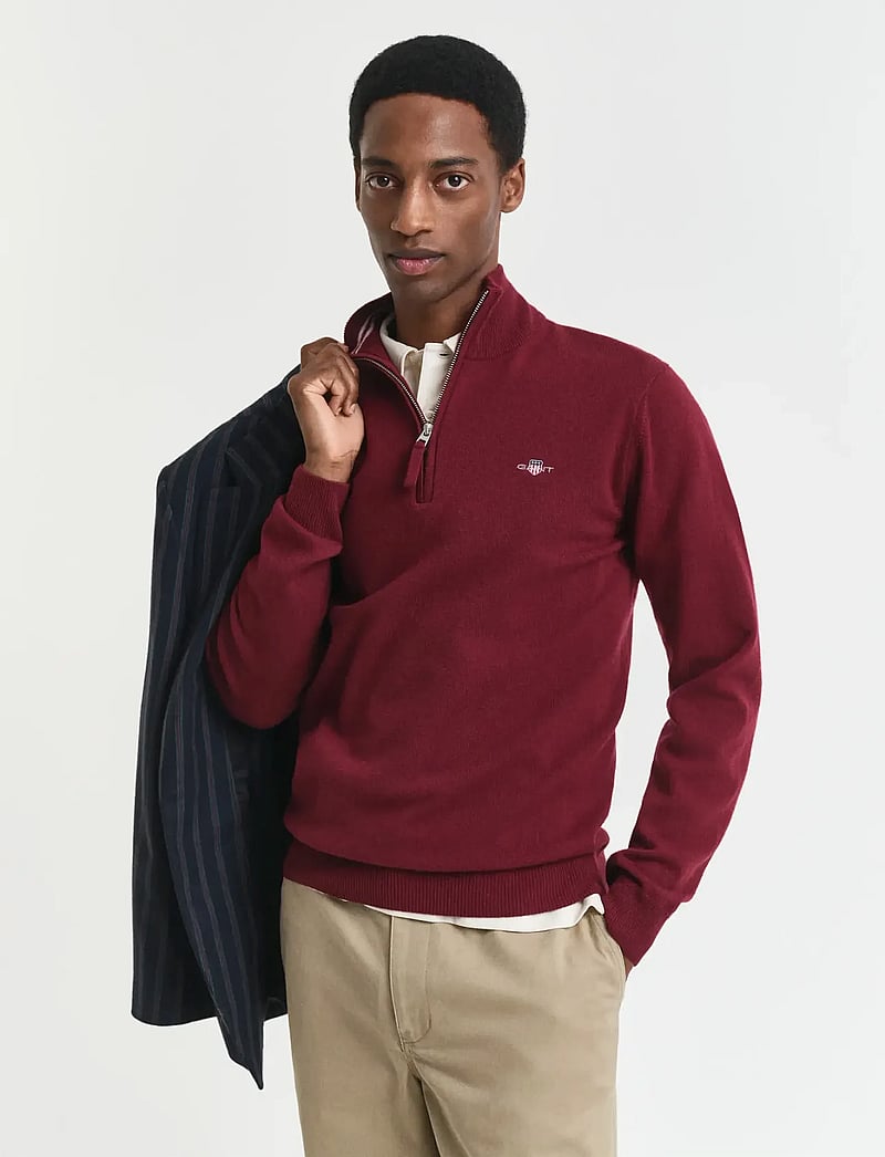 GANT - SUPERFINE LAMBSWOOL HALF ZIP - tõmblukk-kaelusega džemprid - plumped red - 0