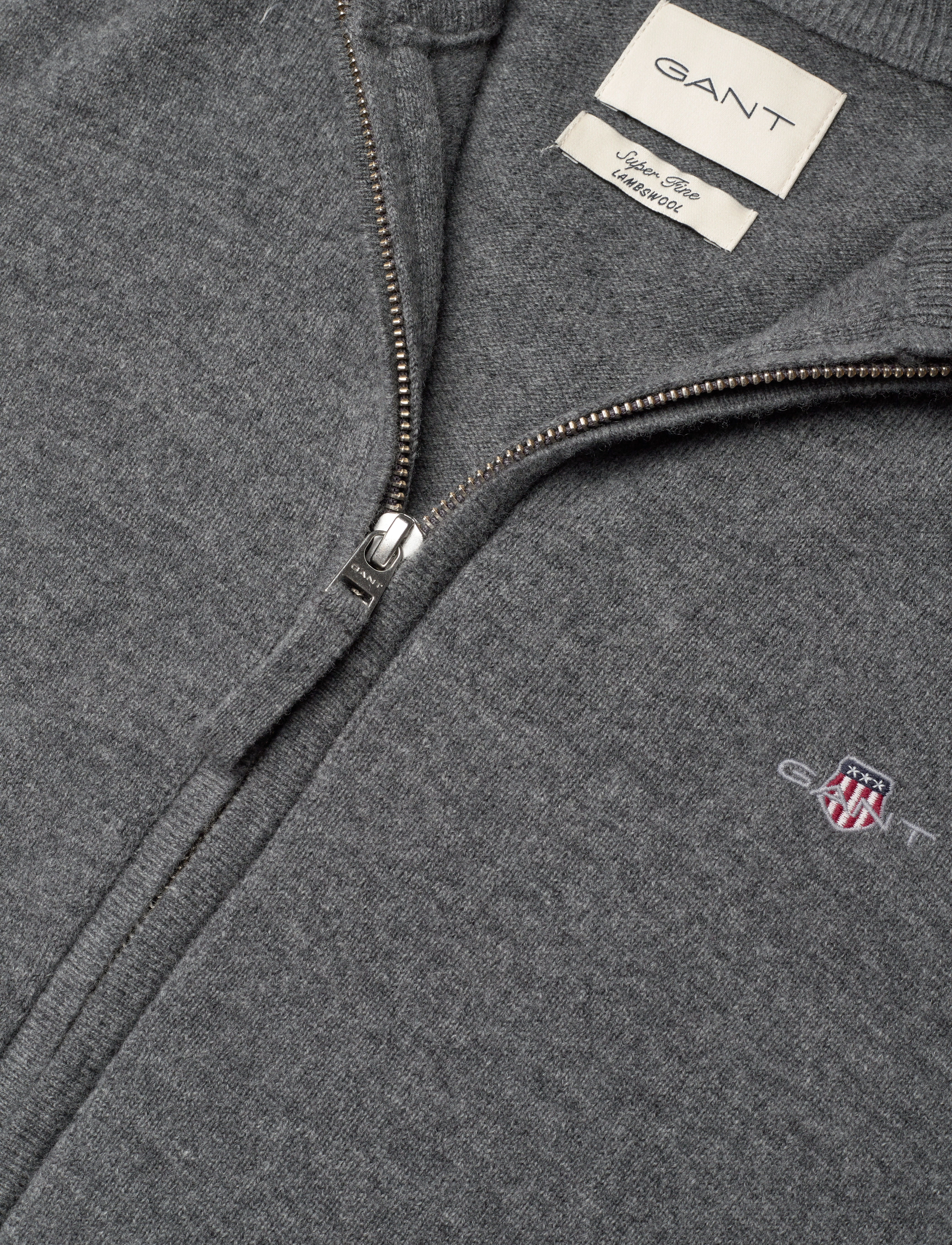 Gant - SUPERFINE LAMBSWOOL ZIP CARDIGAN - fullzip strik - charcoal melange - 2