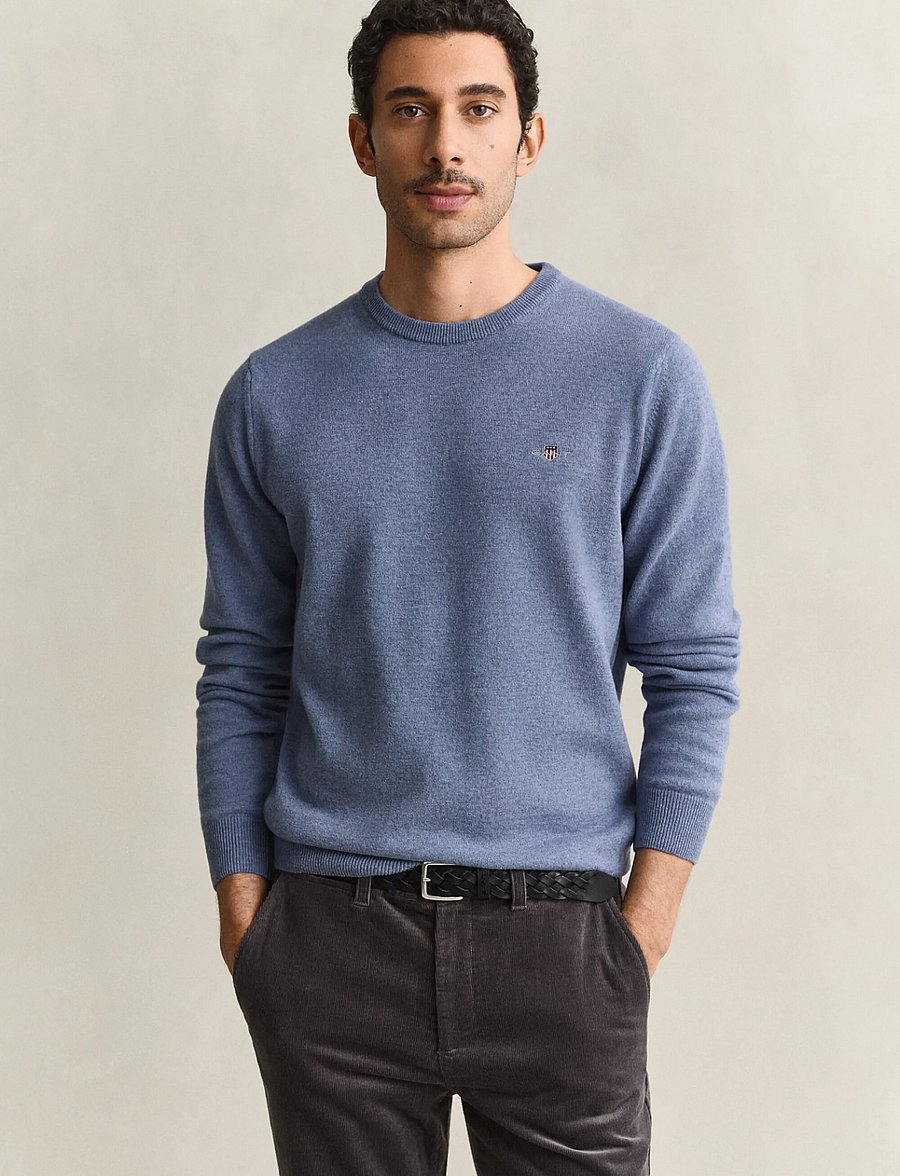Gant - SUPERFINE LAMBSWOOL C-NECK - round necks - blue horizon - 0