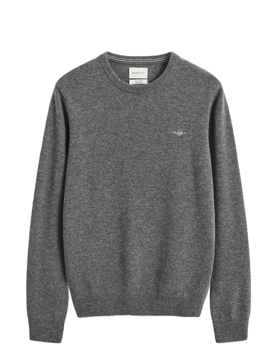 Gant - SUPERFINE LAMBSWOOL C-NECK - round necks - charcoal melange - 0