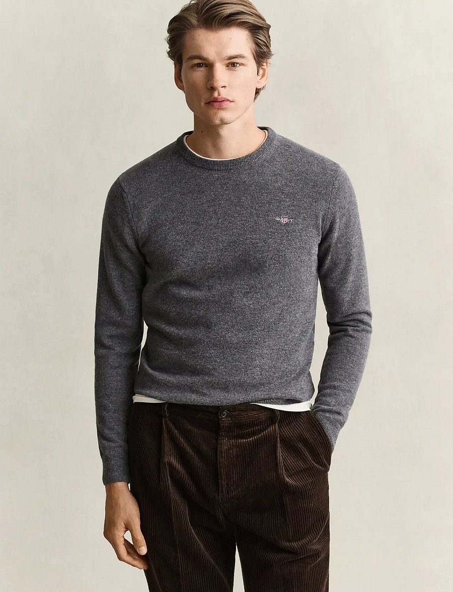 Gant - SUPERFINE LAMBSWOOL C-NECK - rundhals - charcoal melange - 0