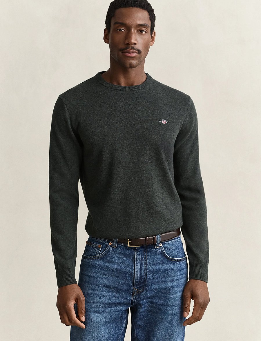 Gant - SUPERFINE LAMBSWOOL C-NECK - rundhals - dark moss green - 0