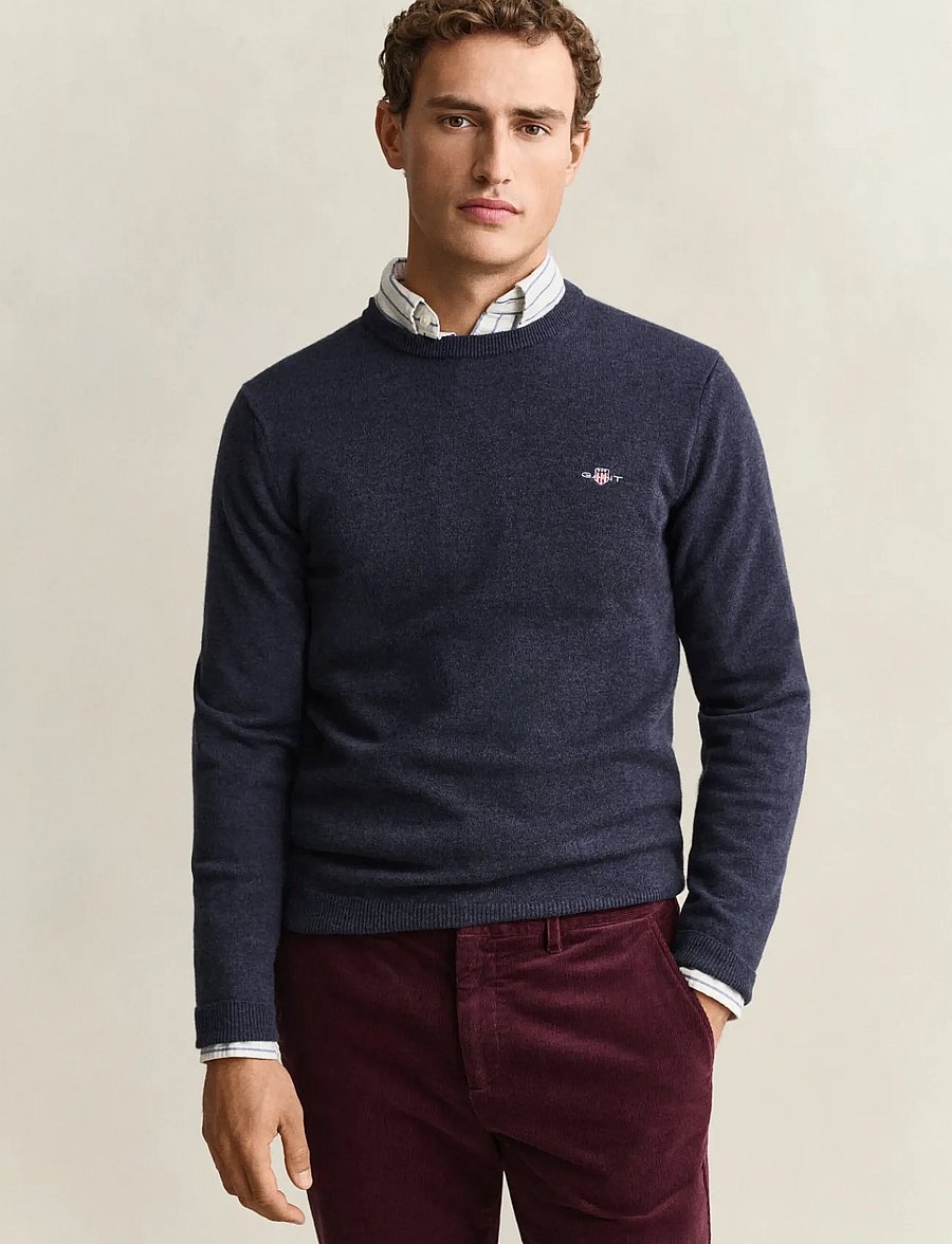 Gant - SUPERFINE LAMBSWOOL C-NECK - round necks - dark navy melange - 0