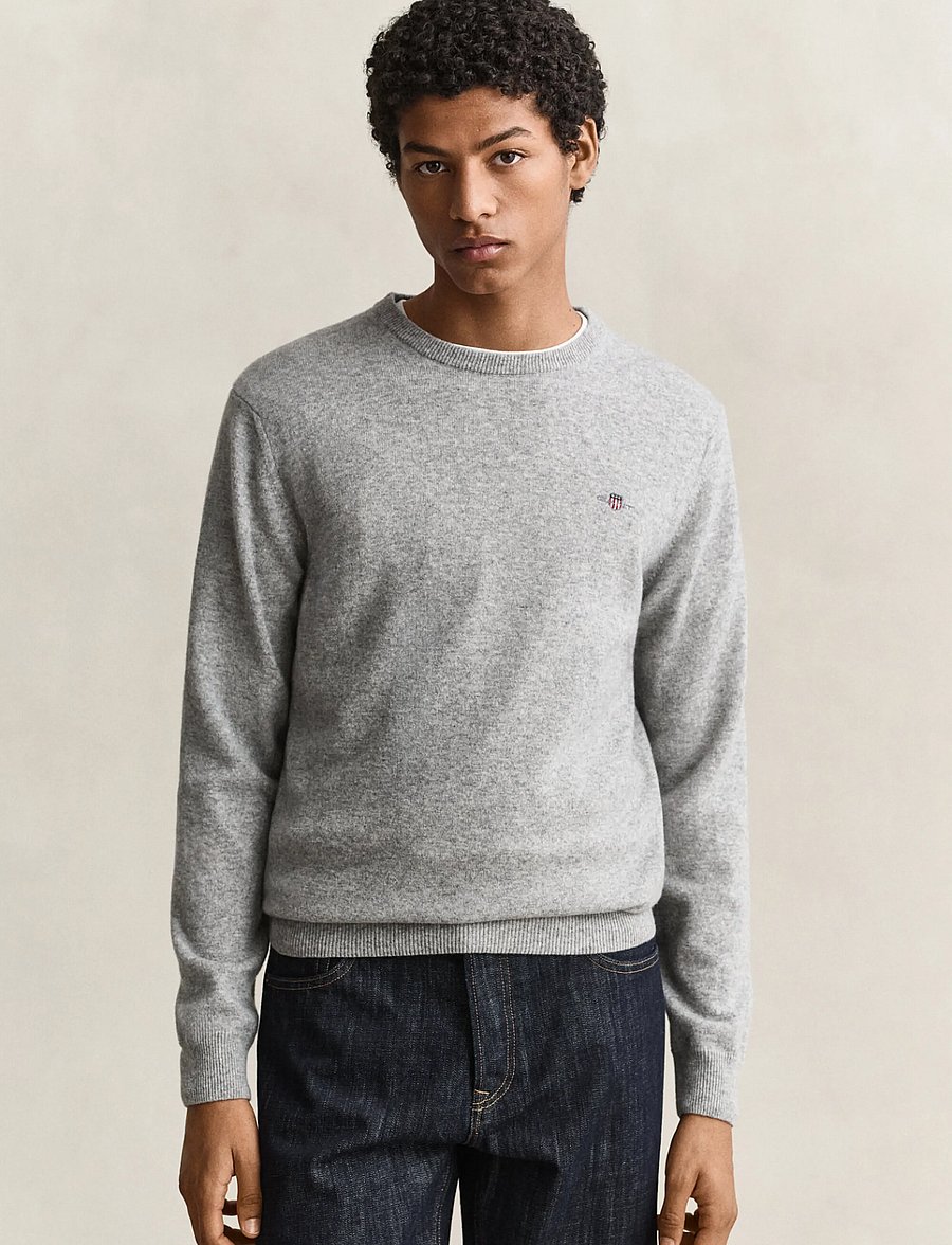 Gant - SUPERFINE LAMBSWOOL C-NECK - rundhals - grey melange - 0