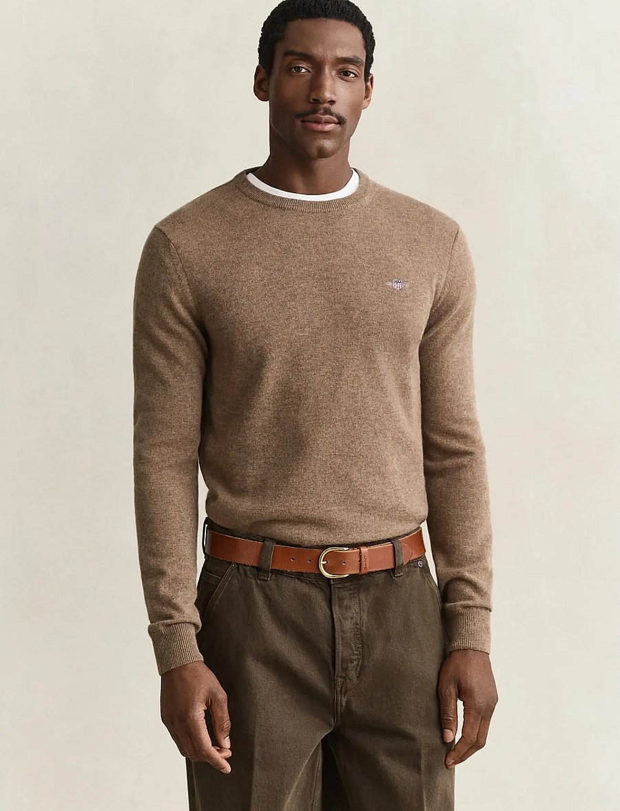 Gant - SUPERFINE LAMBSWOOL C-NECK - rundhals - lt brown melange - 0