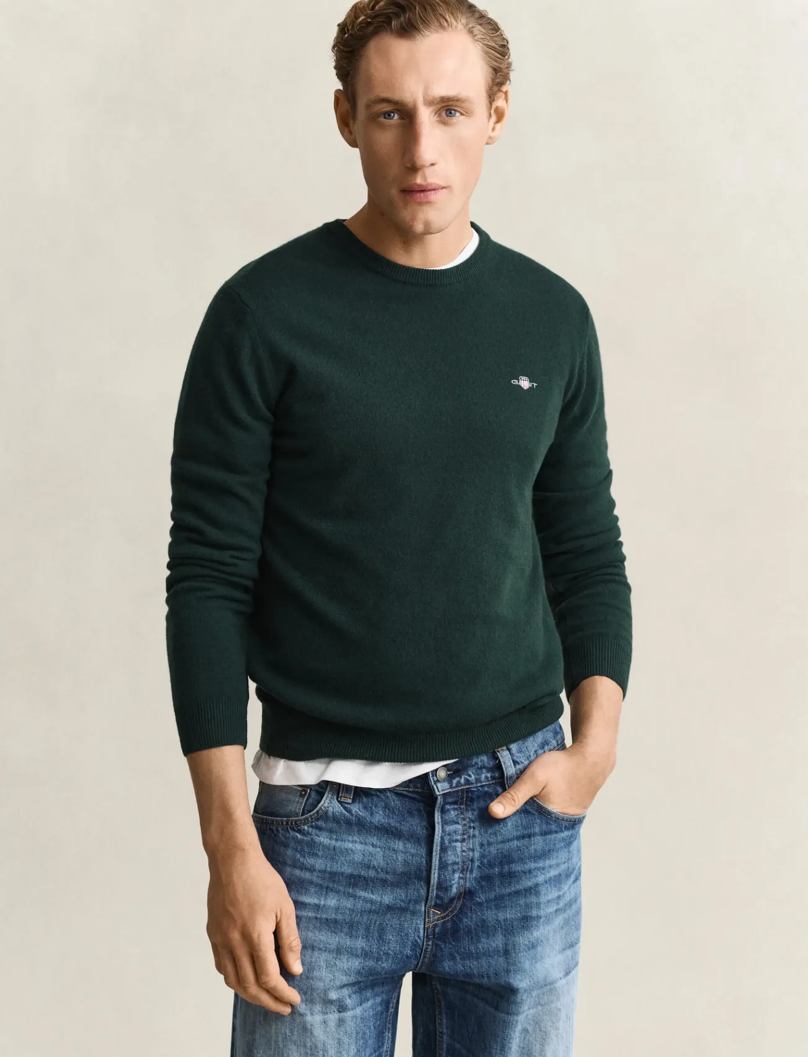 Gant - SUPERFINE LAMBSWOOL C-NECK - rundhalsad - tartan green - 0