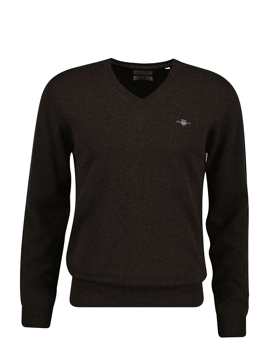 Gant - SUPERFINE LAMBSWOOL V-NECK - v-necks - dk brown melange - 1
