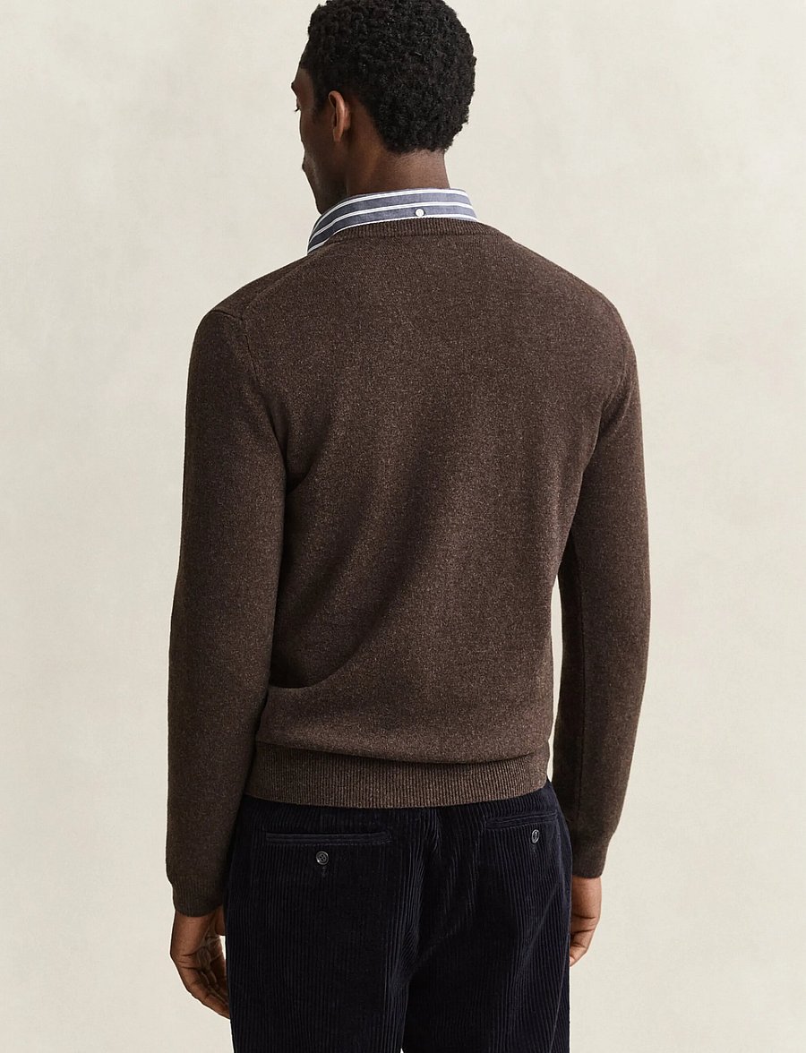 Gant - SUPERFINE LAMBSWOOL V-NECK - v-necks - dk brown melange - 2