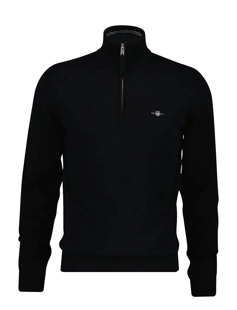 Gant - SUPERFINE LAMBSWOOL HZ - pullover mit halbem reißverschluss - black - 1