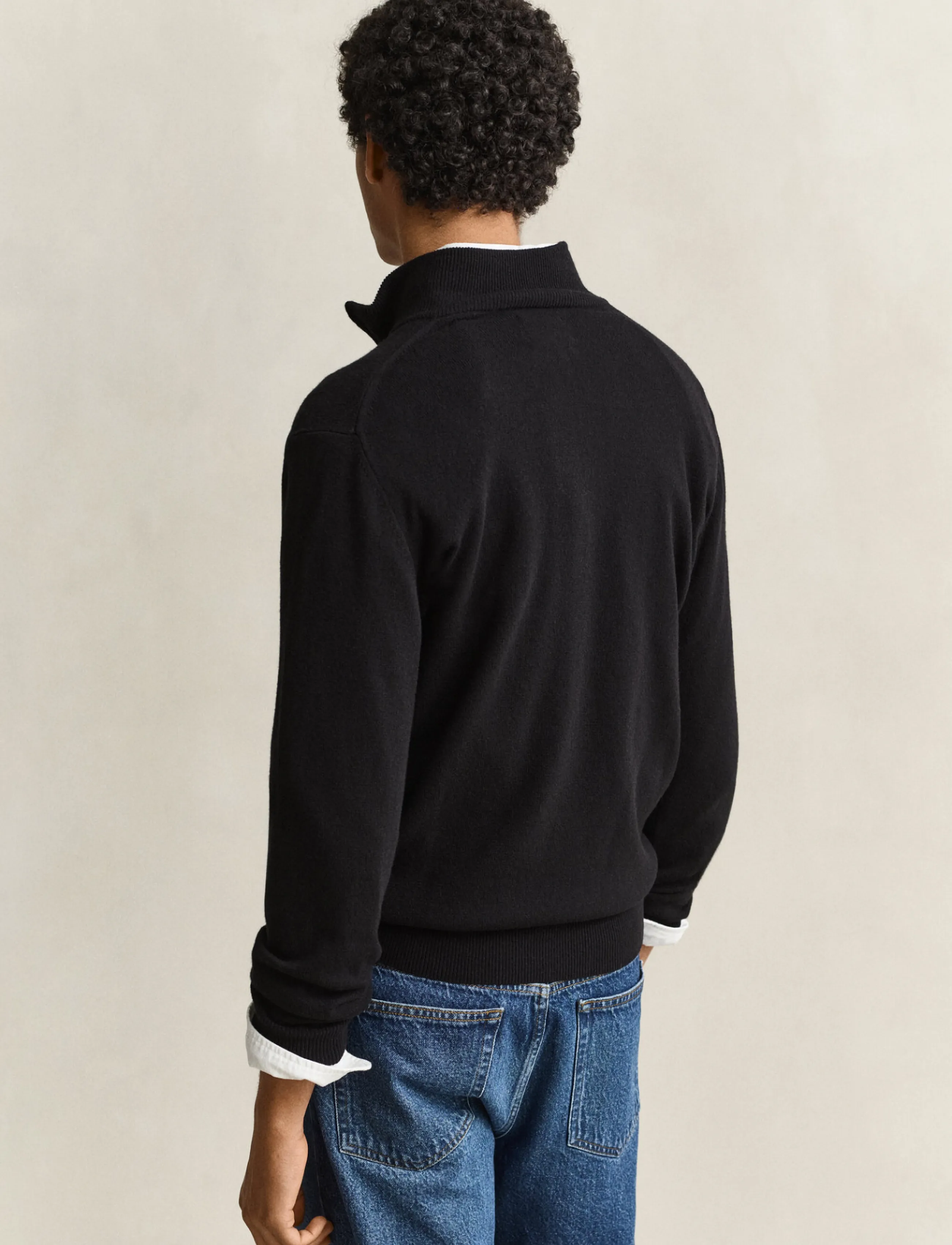 Gant - SUPERFINE LAMBSWOOL HZ - pullover mit halbem reißverschluss - black - 2