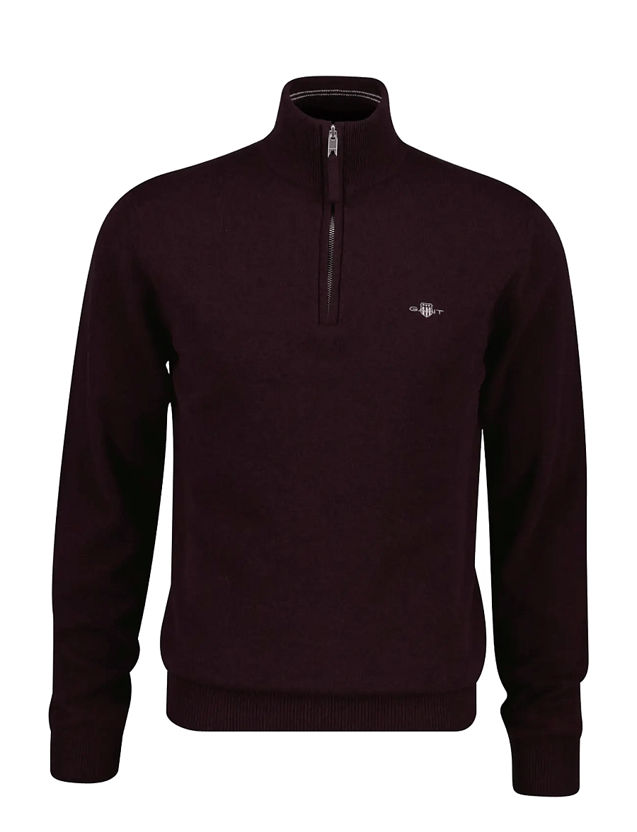 Gant - SUPERFINE LAMBSWOOL HZ - pullover mit halbem reißverschluss - darkened wine - 0