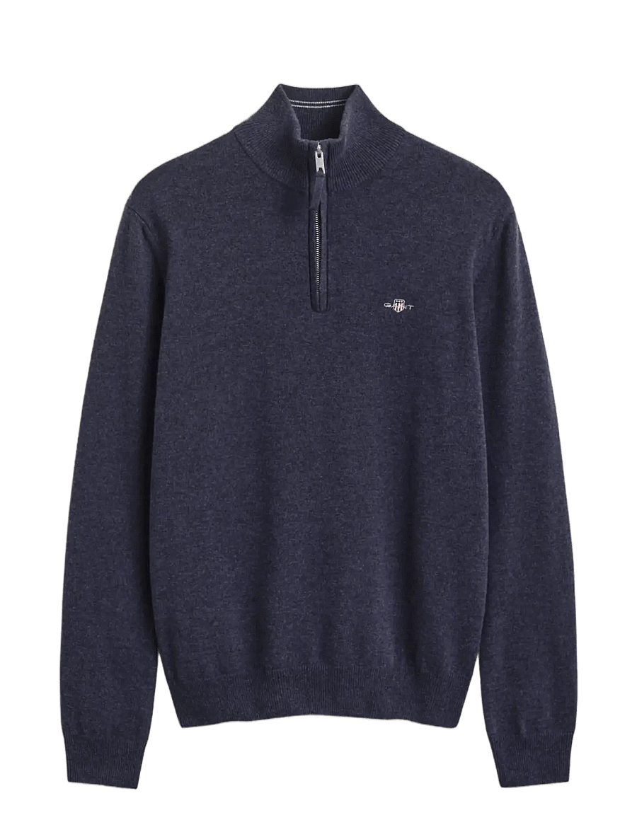 Gant - SUPERFINE LAMBSWOOL HZ - pullover mit halbem reißverschluss - dark navy melange - 0