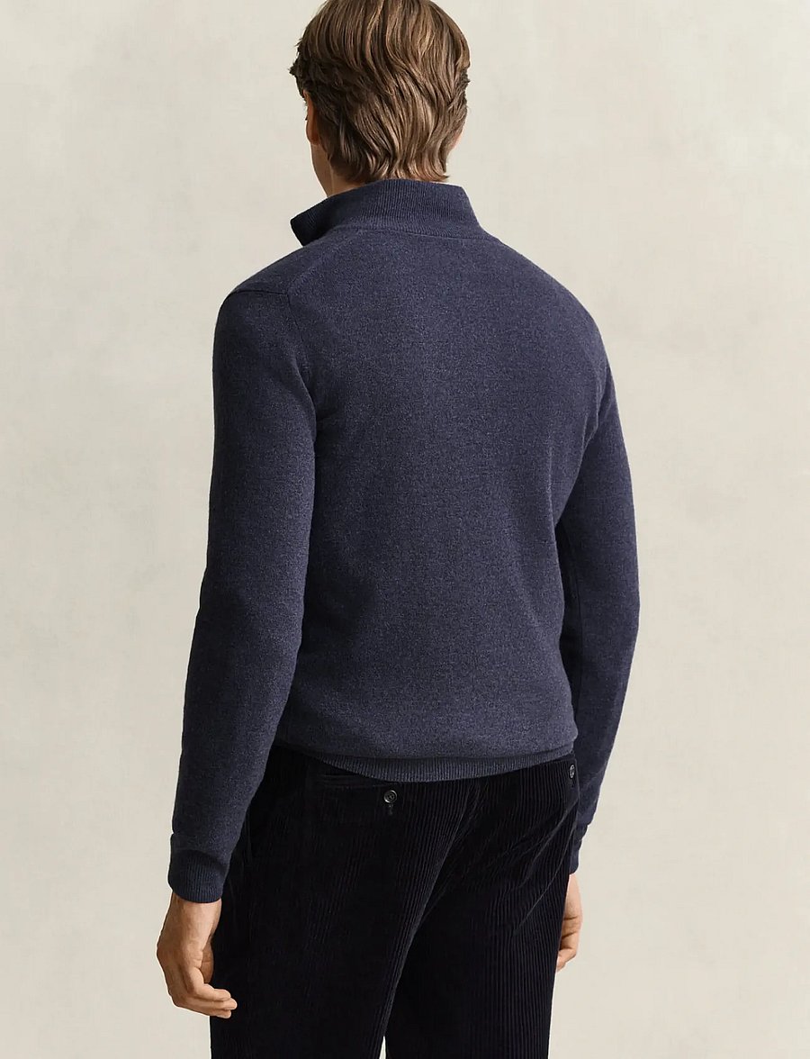 Gant - SUPERFINE LAMBSWOOL HZ - pullover mit halbem reißverschluss - dark navy melange - 2