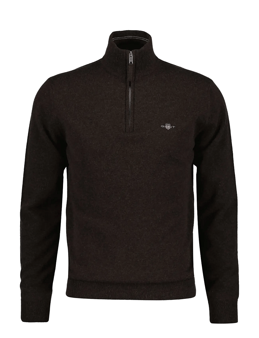 Gant - SUPERFINE LAMBSWOOL HZ - pullover mit halbem reißverschluss - dk brown melange - 1