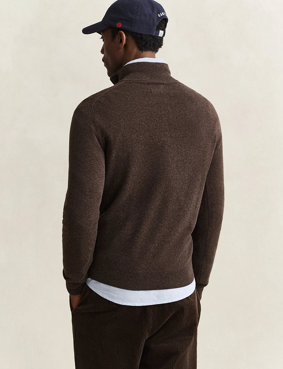 Gant - SUPERFINE LAMBSWOOL HZ - pullover mit halbem reißverschluss - dk brown melange - 2