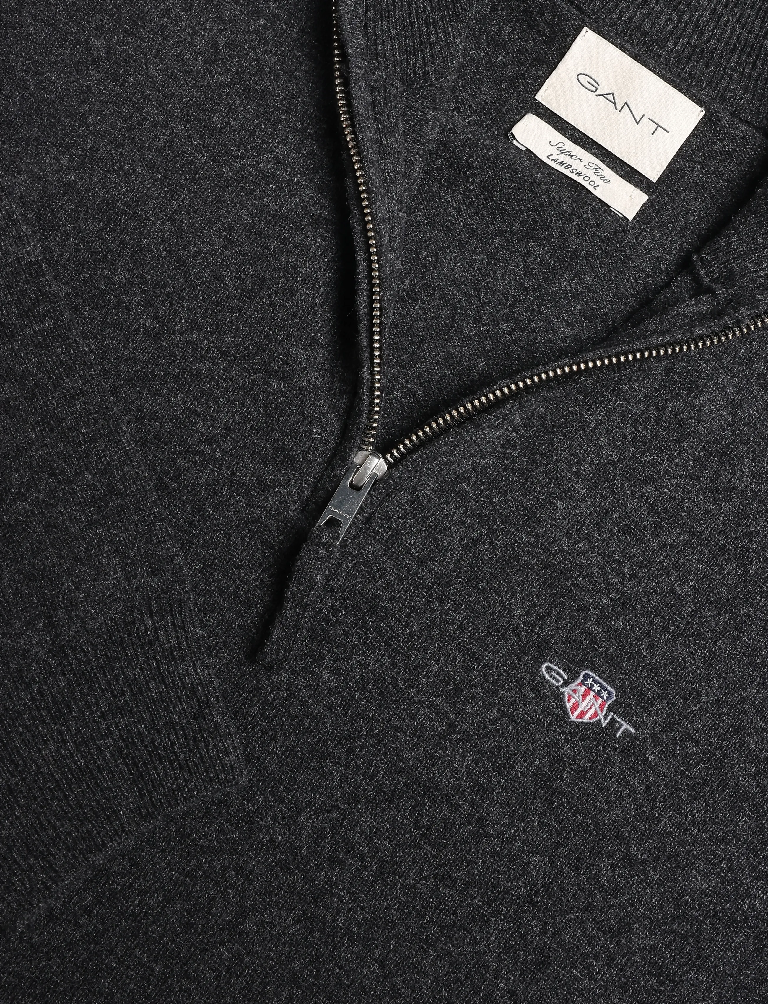 Gant - SUPERFINE LAMBSWOOL HZ - pullover mit halbem reißverschluss - dk charcoal melange - 1