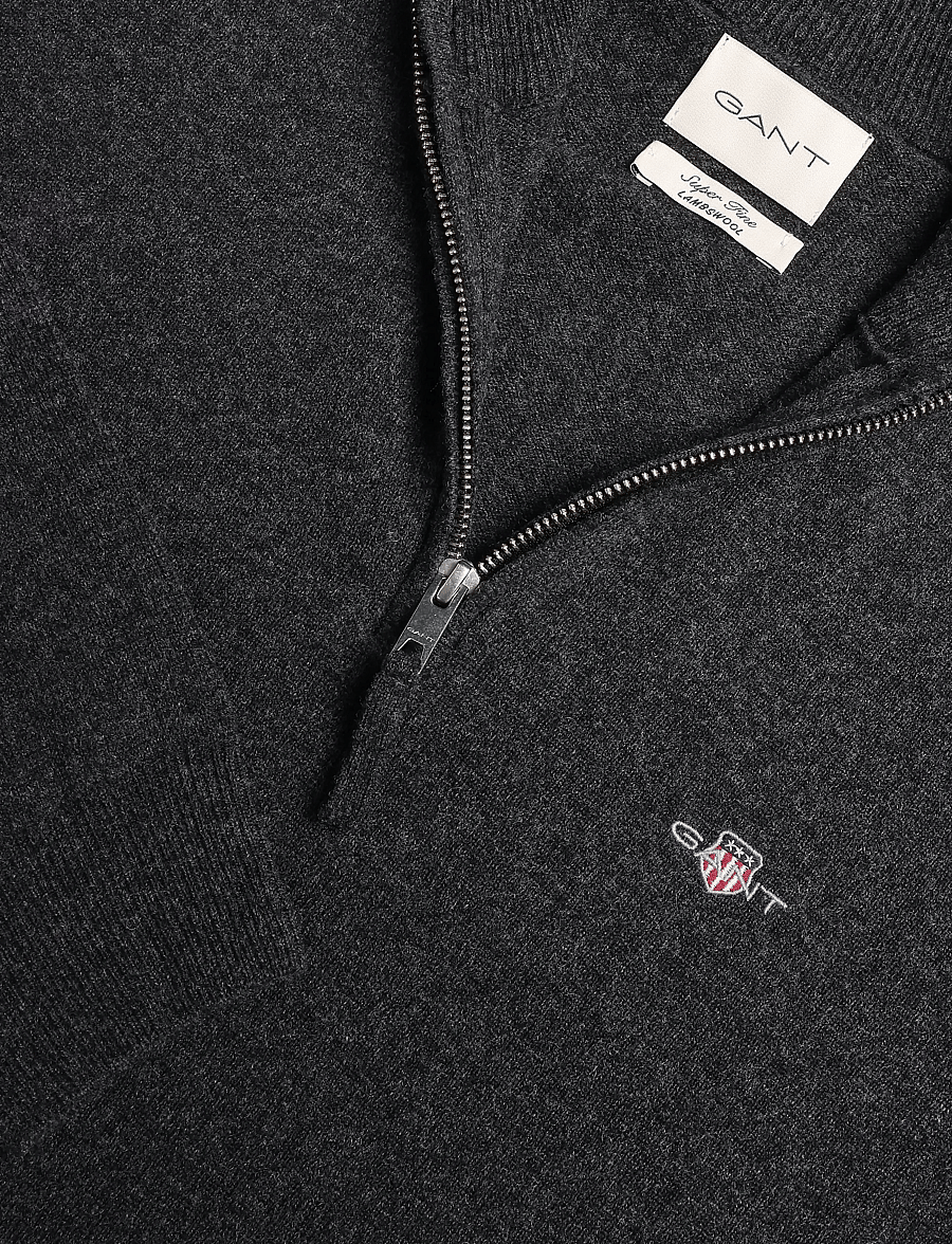 Gant - SUPERFINE LAMBSWOOL HZ - pullover mit halbem reißverschluss - dk charcoal melange - 1