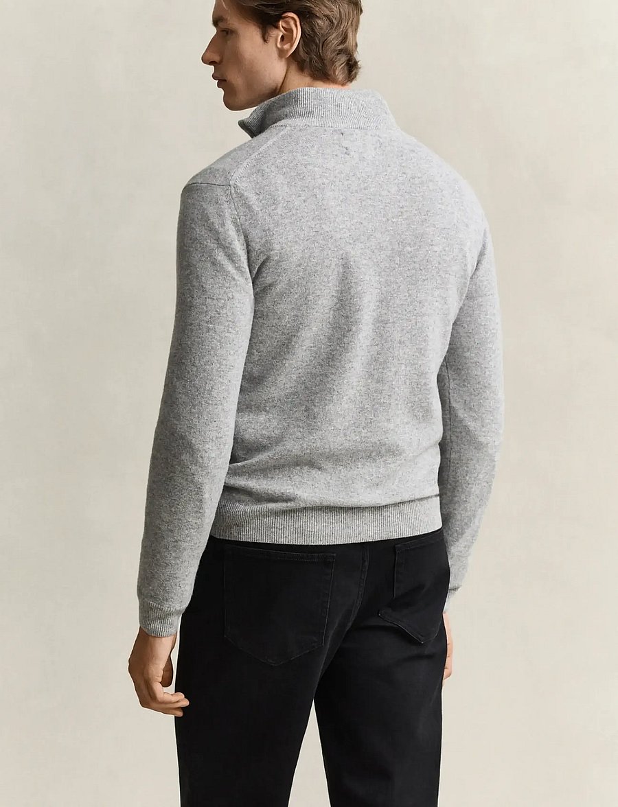 Gant - SUPERFINE LAMBSWOOL HZ - pullover mit halbem reißverschluss - grey melange - 2
