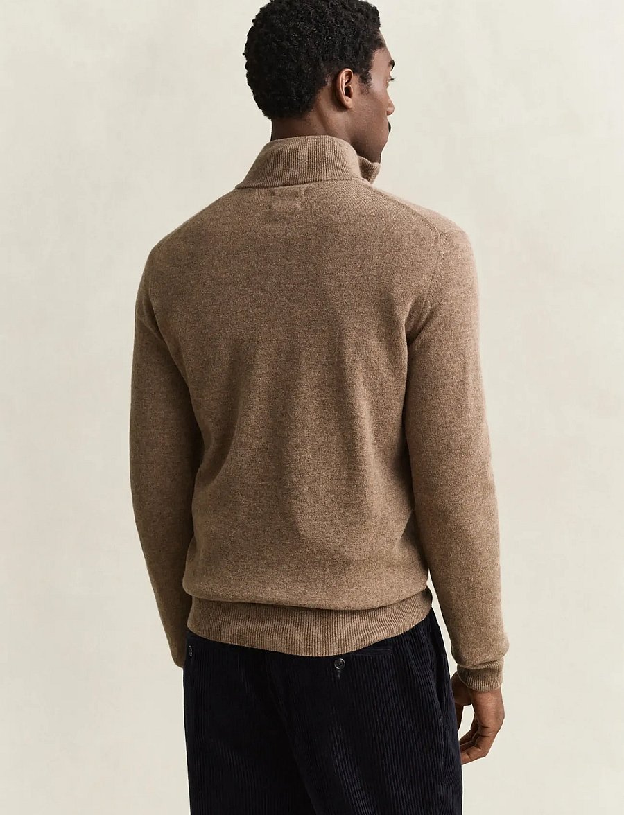 Gant - SUPERFINE LAMBSWOOL HZ - poolpika lukuga džemprid - lt brown melange - 2