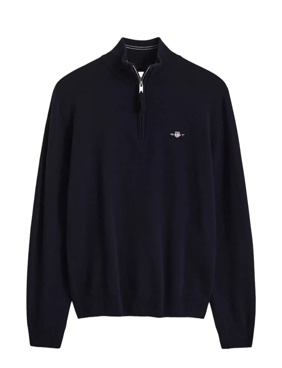 Gant - SUPERFINE LAMBSWOOL HZ - pullover mit halbem reißverschluss - marine - 1