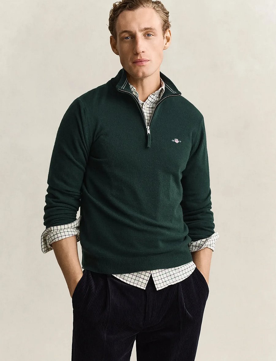 Gant - SUPERFINE LAMBSWOOL HZ - half zip-tröjor - tartan green - 0