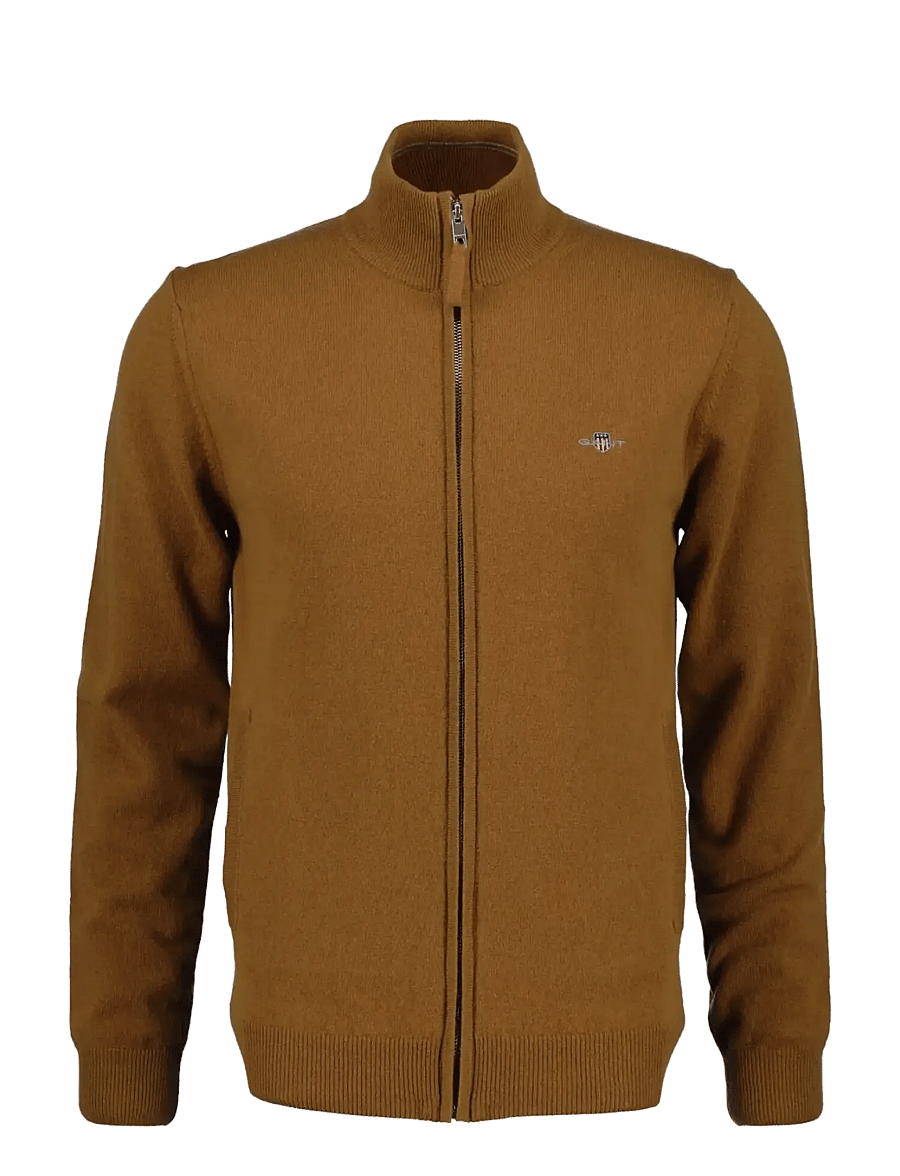 Gant - SUPERFINE LAMBSWOOL ZIP CARDIGAN - pullover mit durchgehendem reißverschluss - caramel brown - 0