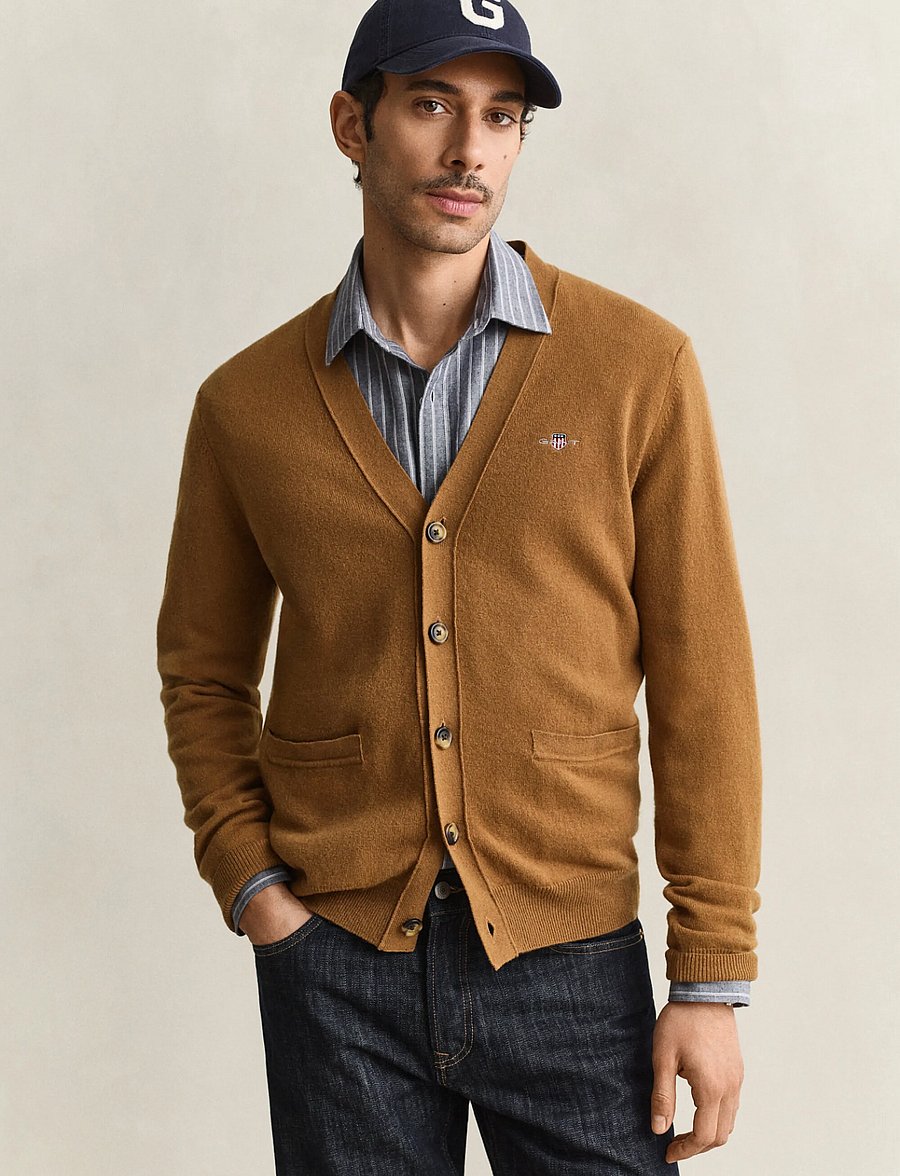 Gant - SUPERFINE LAMBSWOOL V CARDIGAN - strickjacken - caramel brown - 0