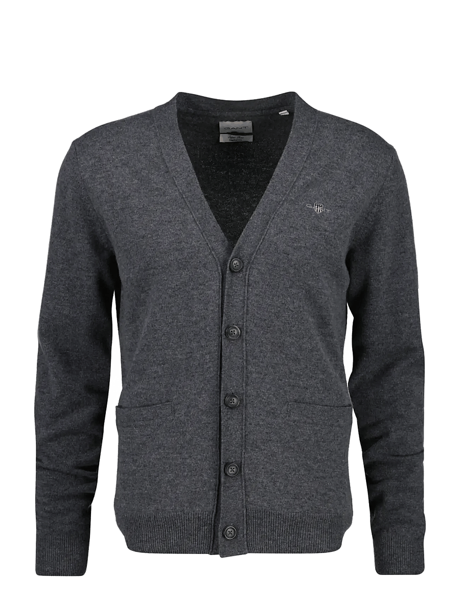 Gant - SUPERFINE LAMBSWOOL V CARDIGAN - kardiganid - charcoal melange - 1