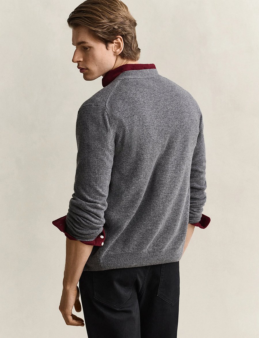 Gant - SUPERFINE LAMBSWOOL V CARDIGAN - kardiganid - charcoal melange - 2