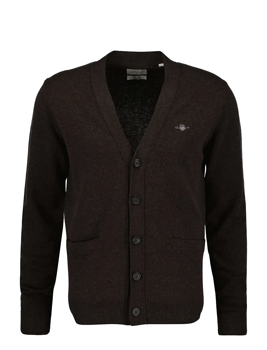 Gant - SUPERFINE LAMBSWOOL V CARDIGAN - koftor - dk brown melange - 1