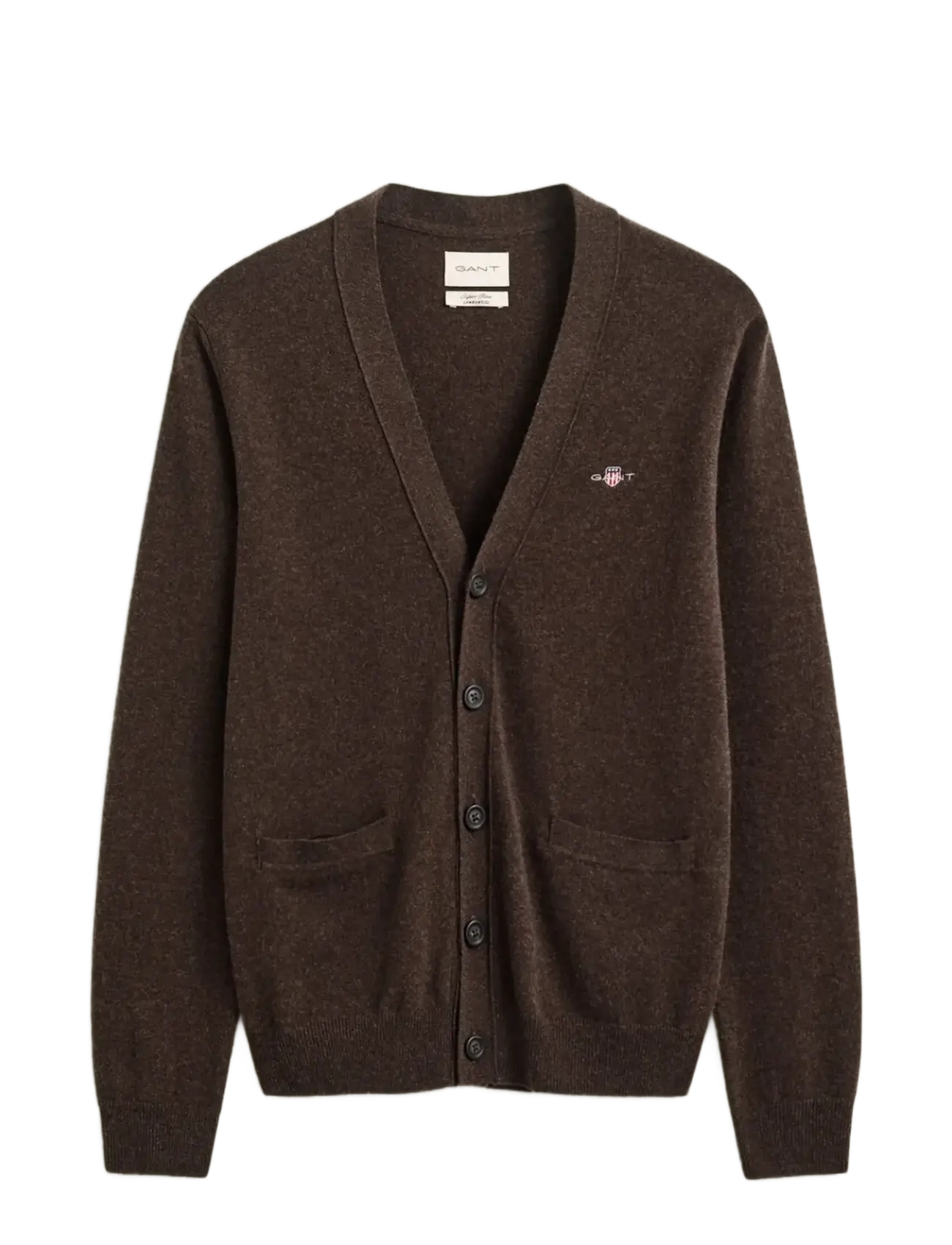 Gant - SUPERFINE LAMBSWOOL V CARDIGAN - koftor - dk brown melange - 2