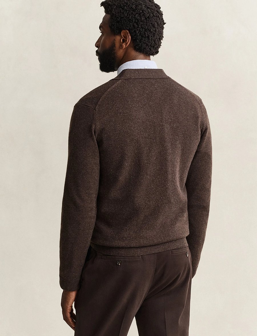 Gant - SUPERFINE LAMBSWOOL V CARDIGAN - koftor - dk brown melange - 3