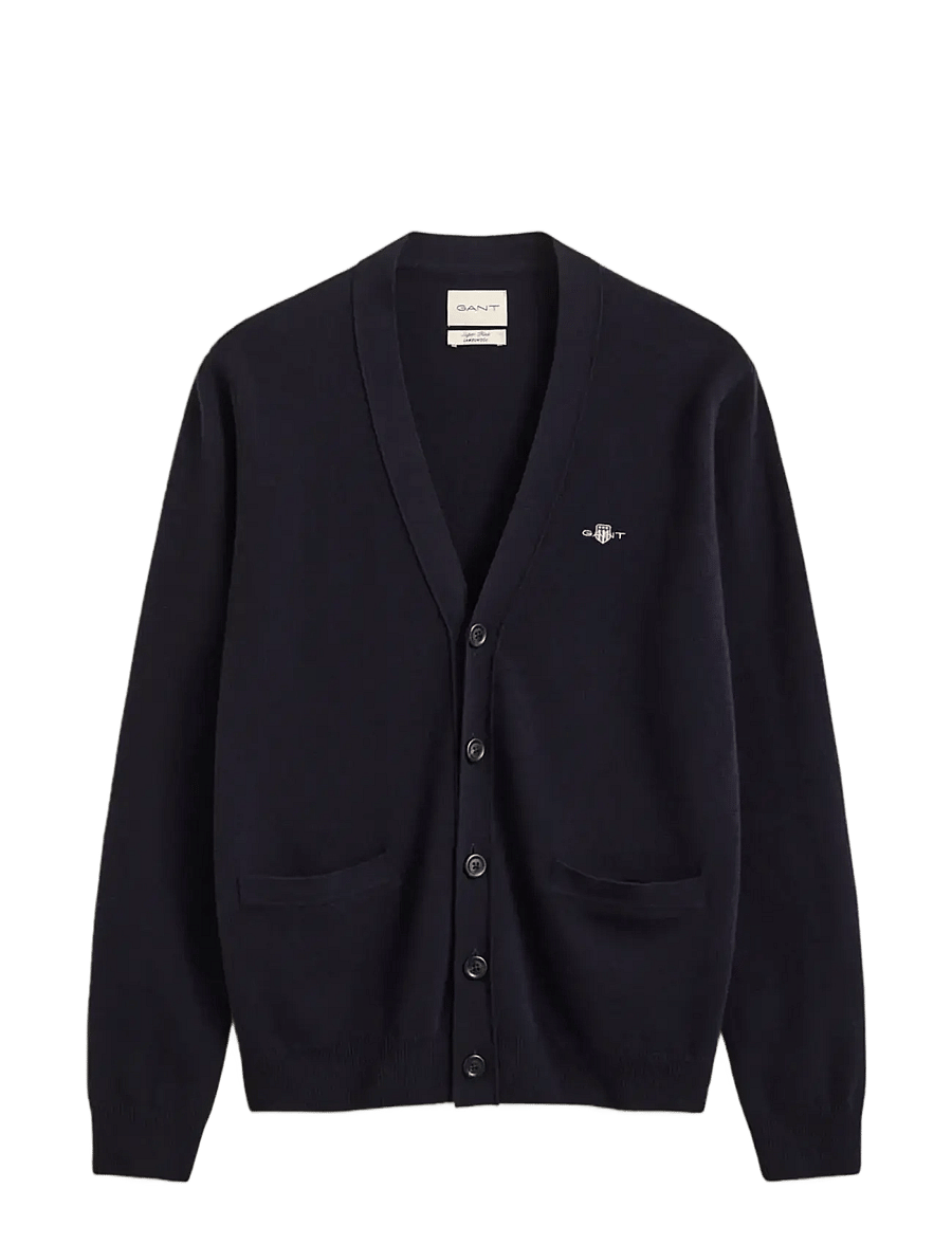 Gant - SUPERFINE LAMBSWOOL V CARDIGAN - cardigans - marine - 1