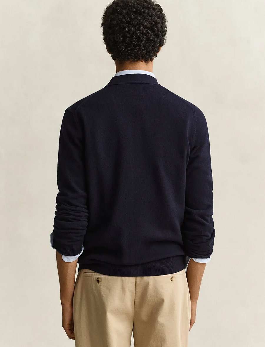 Gant - SUPERFINE LAMBSWOOL V CARDIGAN - cardigans - marine - 2