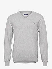 GANT - COTTON V-NECK - knitted v-necks - light grey melange - 0