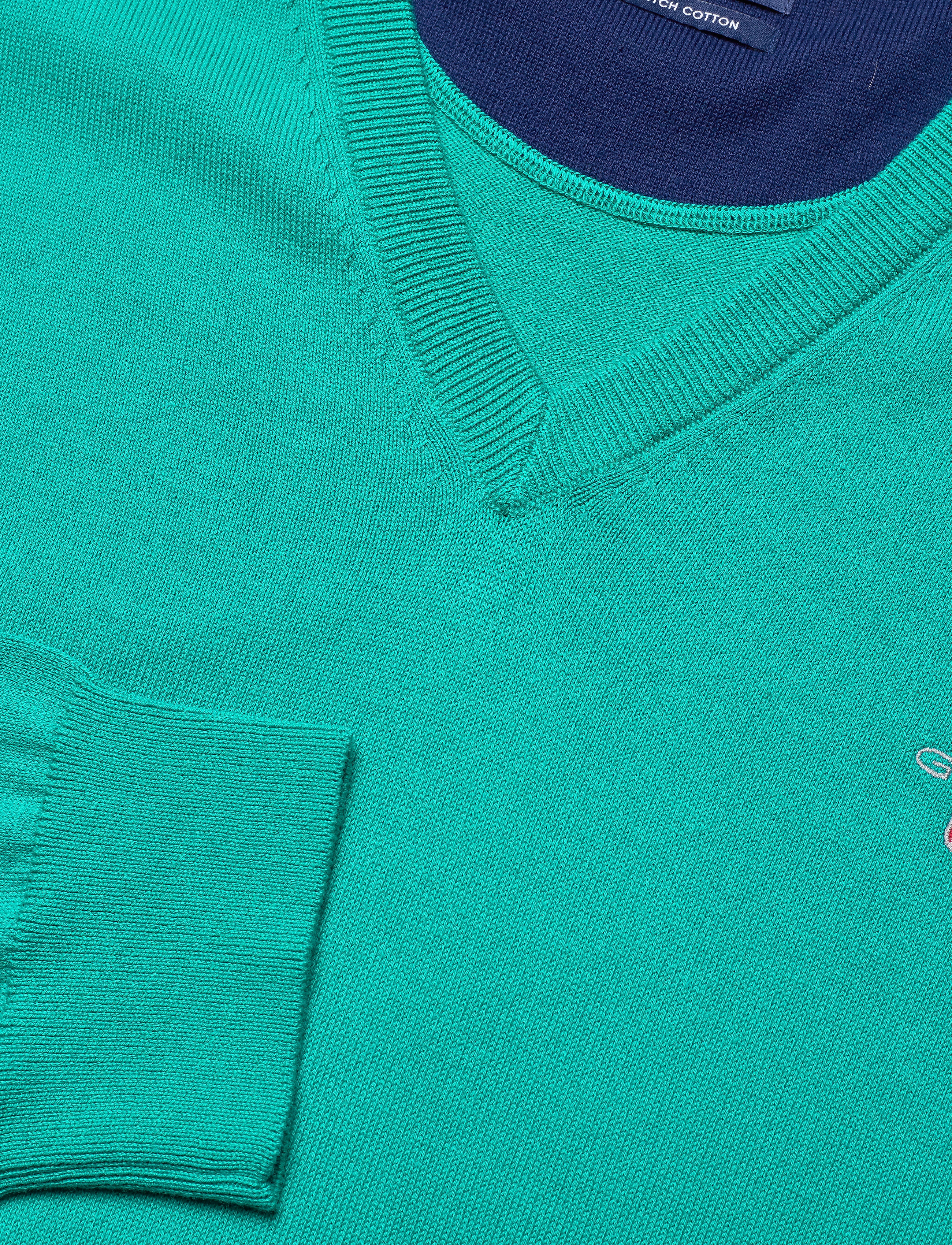 GANT - O1. STRETCH COTTON V-NECK - emerald green - 2