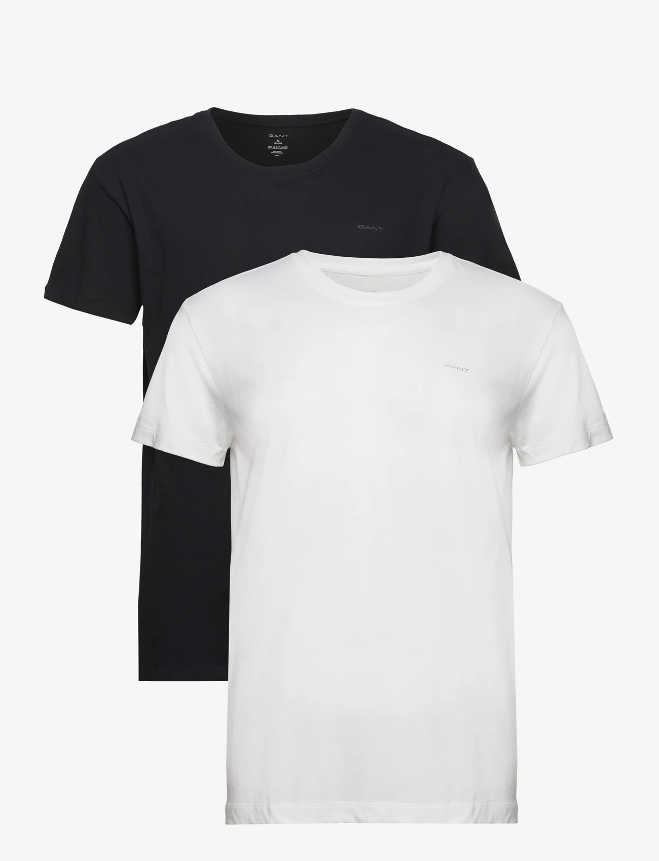 GANT - C-NECK T-SHIRT 2-PACK - kortärmade t-shirts - black / white - 0