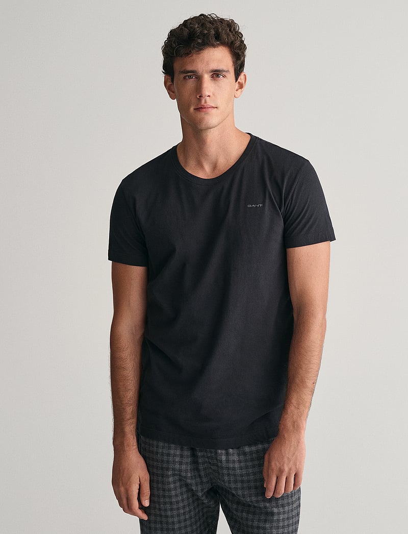 GANT - C-NECK T-SHIRT 2-PACK - multipack t-shirts - black / white - 0