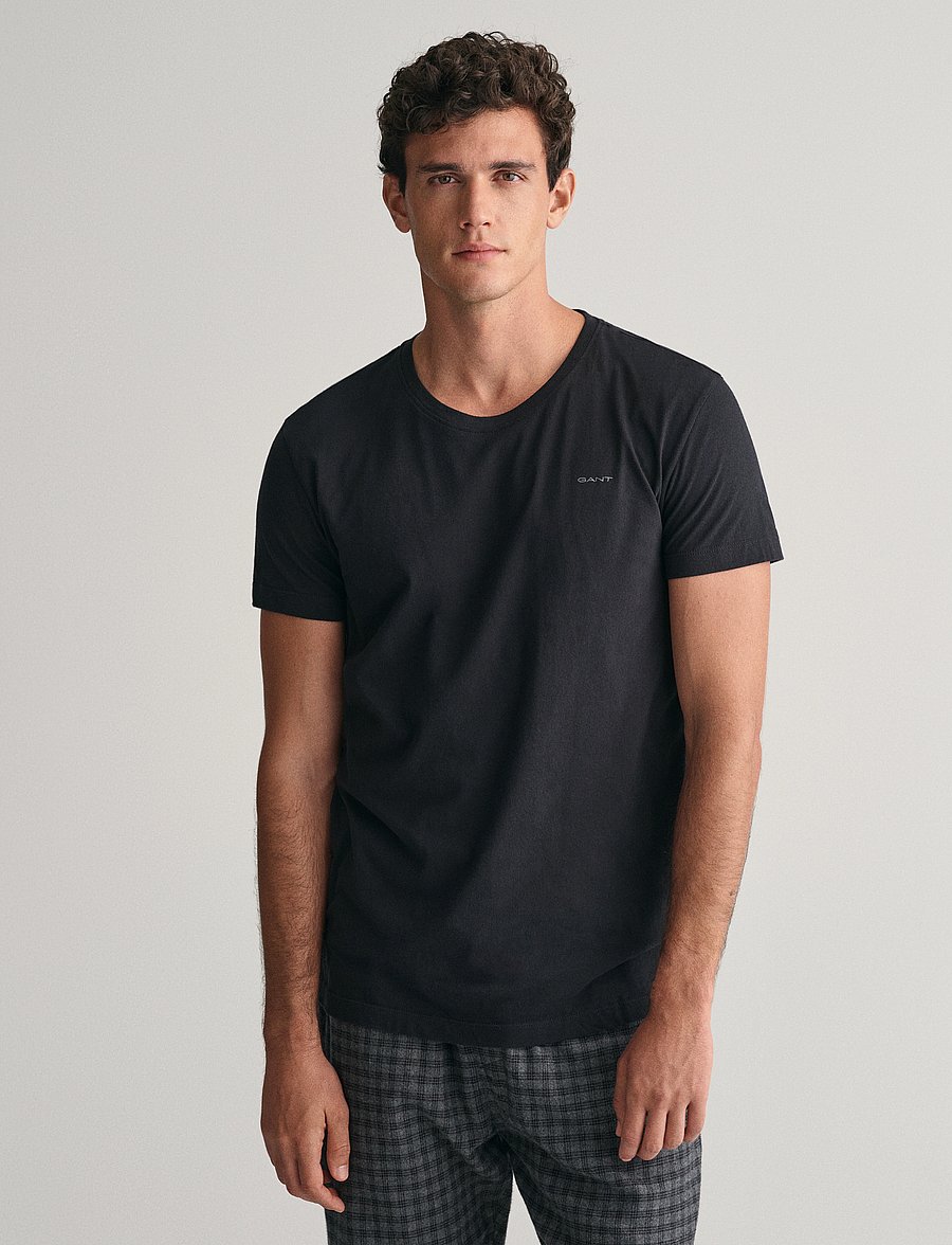 Gant - C-NECK T-SHIRT 2-PACK - marškinėlių komplektas - black / white - 0