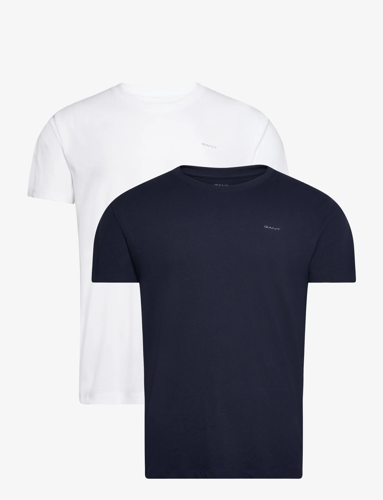GANT - C-NECK T-SHIRT 2-PACK - short-sleeved t-shirts - navy / white - 0