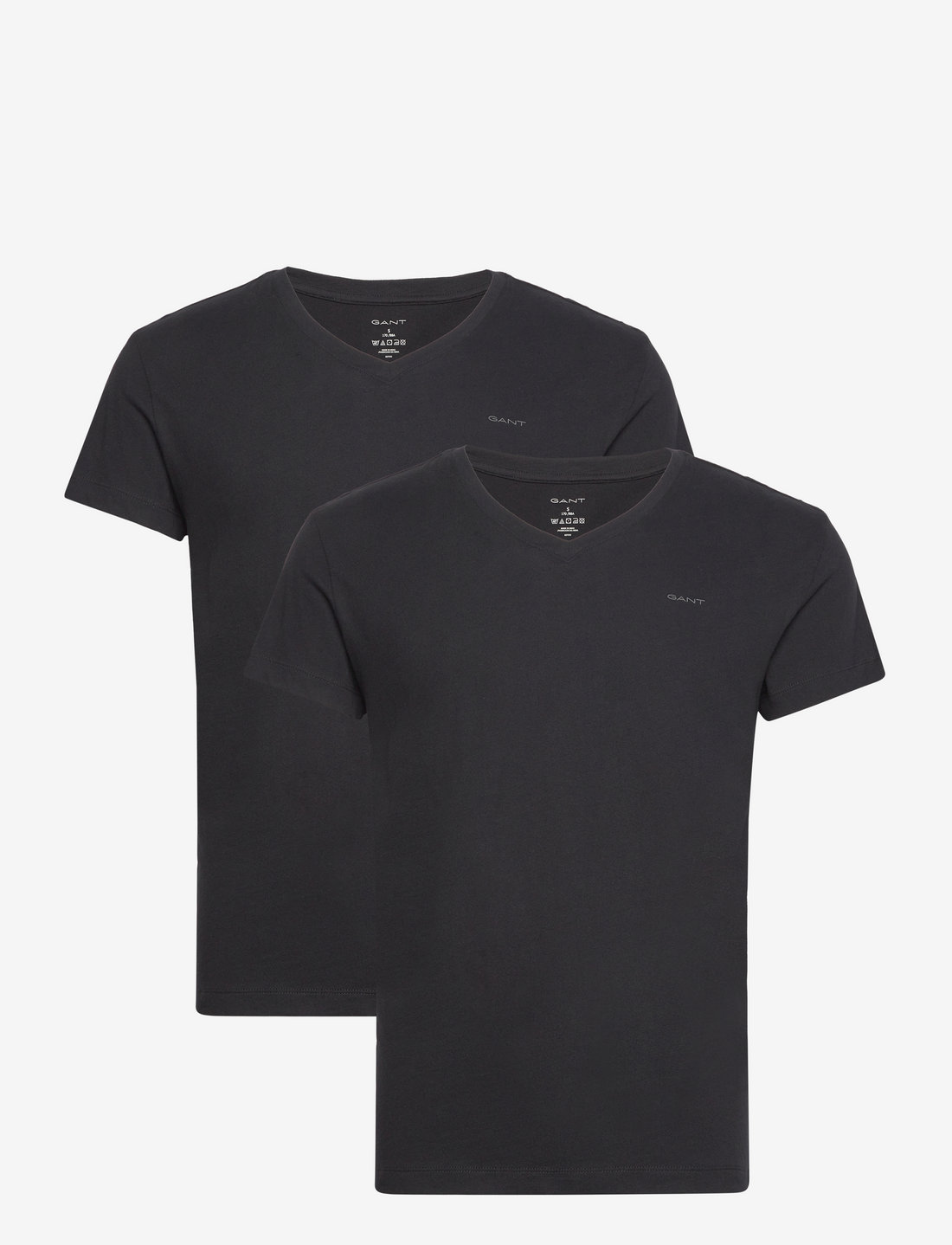 GANT - V-NECK T-SHIRT 2-PACK - t-shirts à encolure en v - black - 1