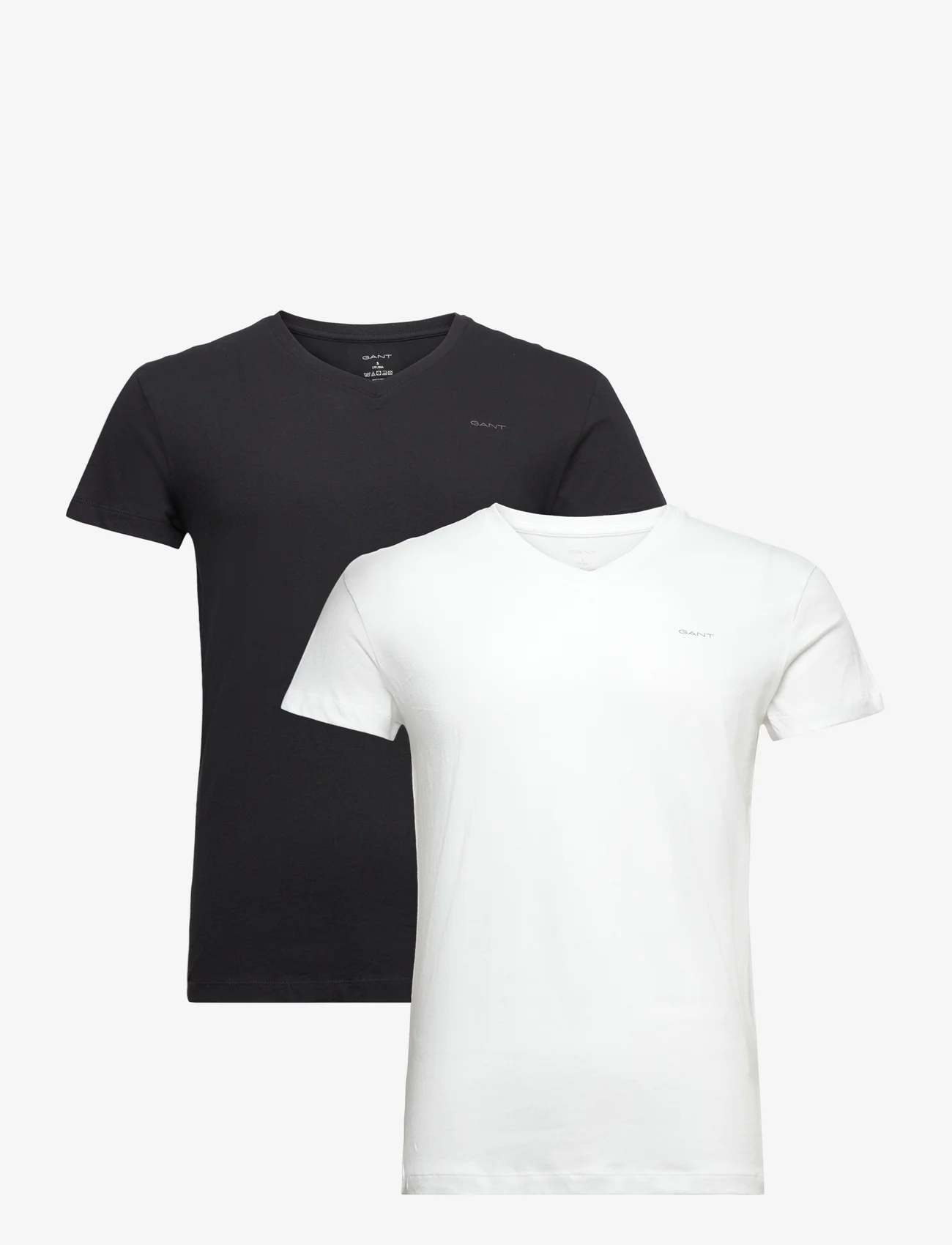 GANT - V-NECK T-SHIRT 2-PACK - basis-t-skjorter - black / white - 0