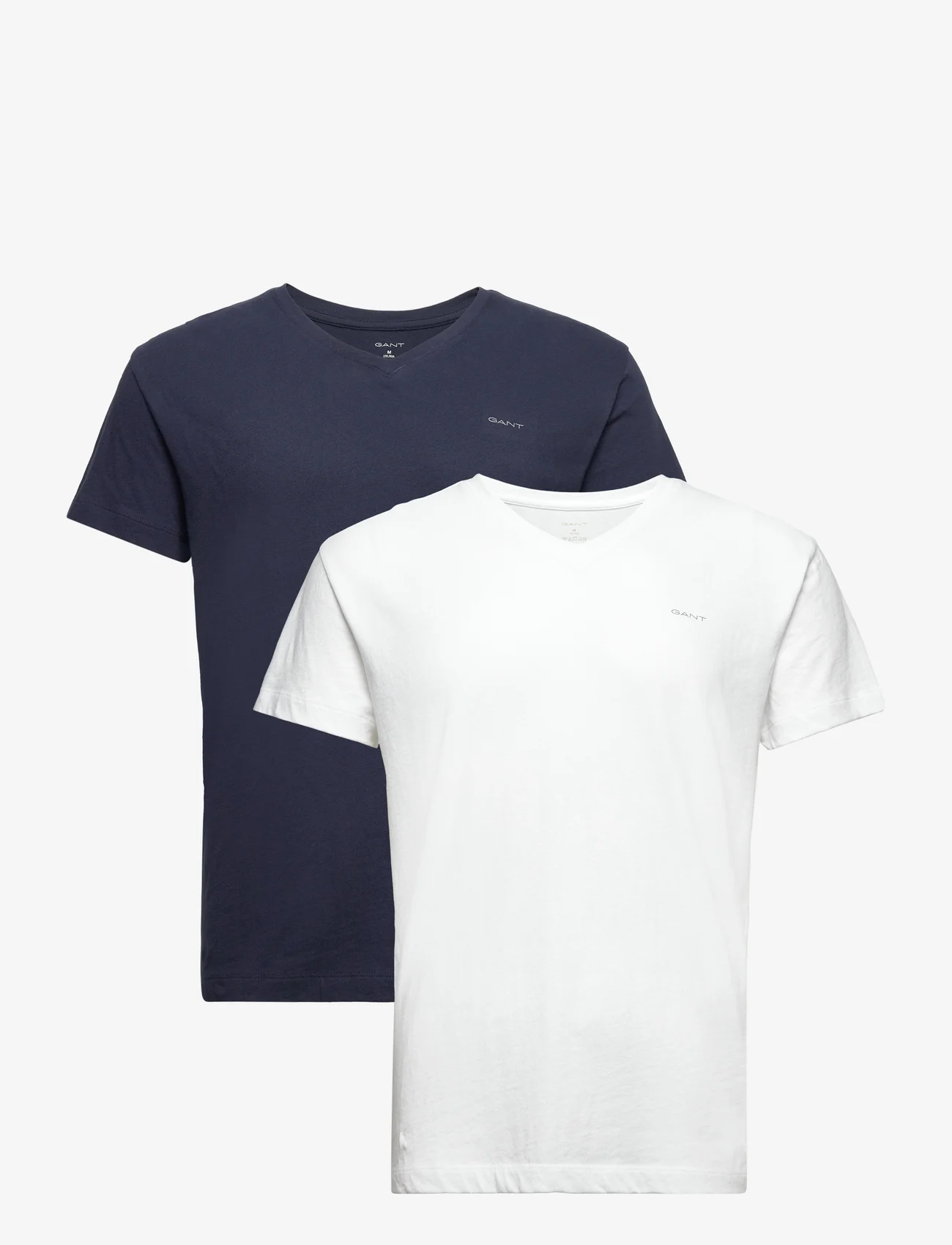 GANT - V-NECK T-SHIRT 2-PACK - basis-t-skjorter - navy / white - 0