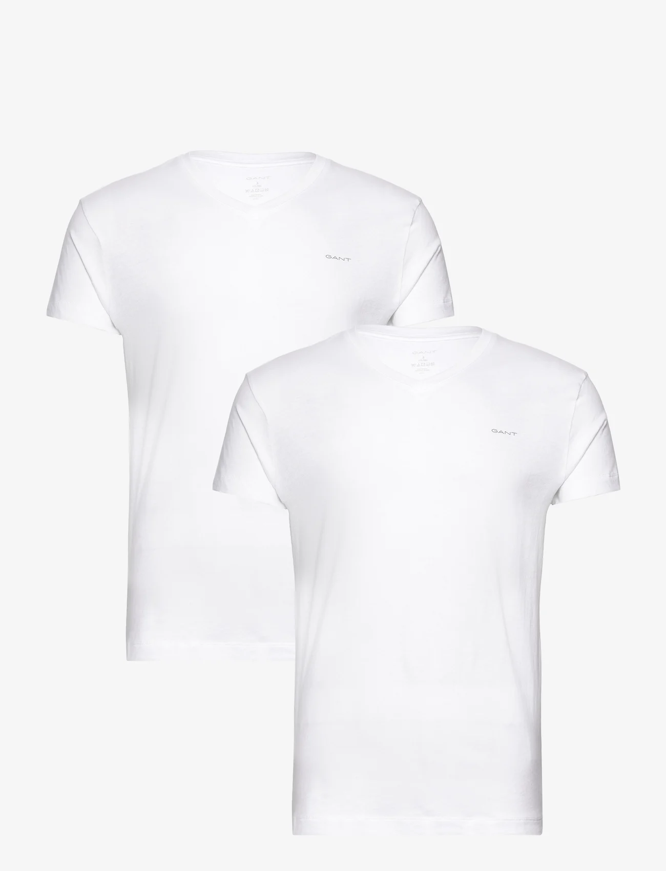 GANT - V-NECK T-SHIRT 2-PACK - basic t-shirts - white - 0