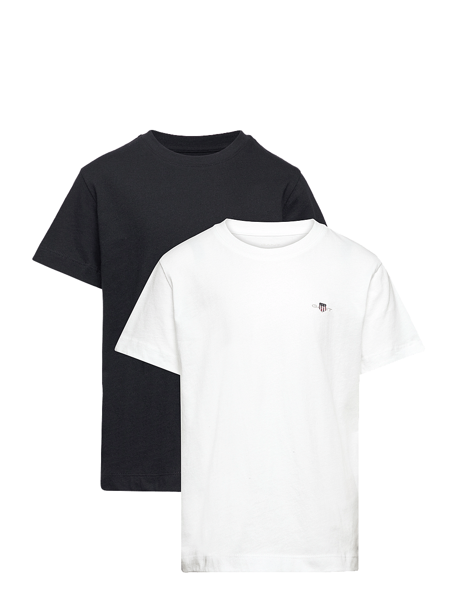 Gant - C-NECK T-SHIRT 2-PACK - kortærmede t-shirts - black / white - 0