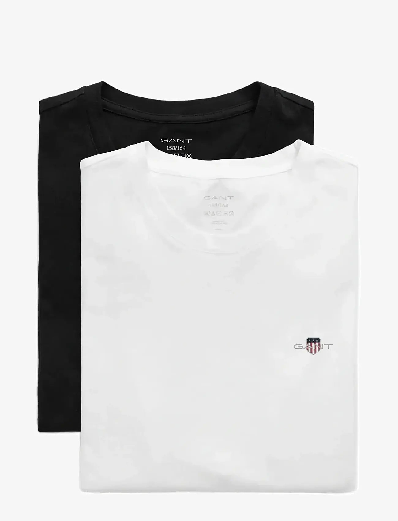 GANT - C-NECK T-SHIRT 2-PACK - kortärmade t-shirts - black / white - 2
