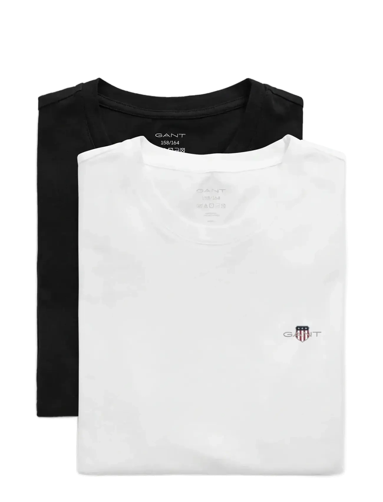 Gant - C-NECK T-SHIRT 2-PACK - kortærmede t-shirts - black / white - 2