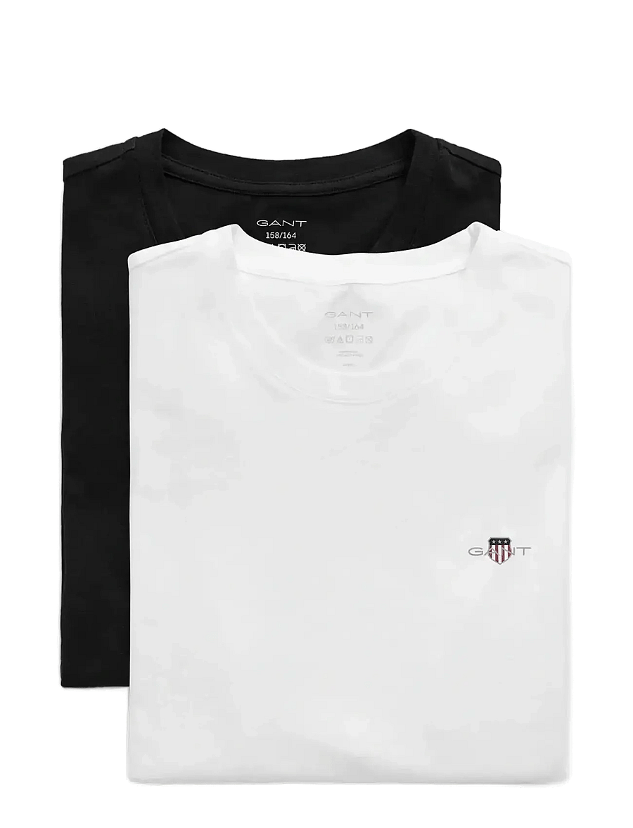 Gant - C-NECK T-SHIRT 2-PACK - kortærmede t-shirts - black / white - 2