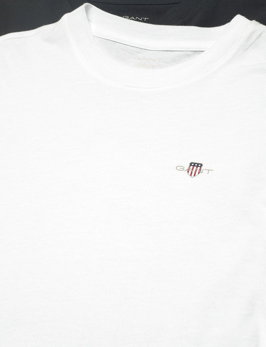 Gant - C-NECK T-SHIRT 2-PACK - kortærmede t-shirts - black / white - 3